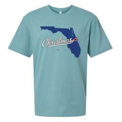 Christmas Florida FL Map Sueded Cloud Jersey T-Shirt