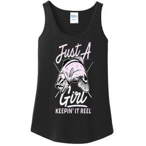 Cute Fishing Funny Keeping It Reel Wo Purple Pink Ladies Essential Tank