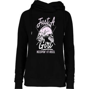 Cute Fishing Funny Keeping It Reel Wo Purple Pink Womens Funnel Neck Pullover Hood