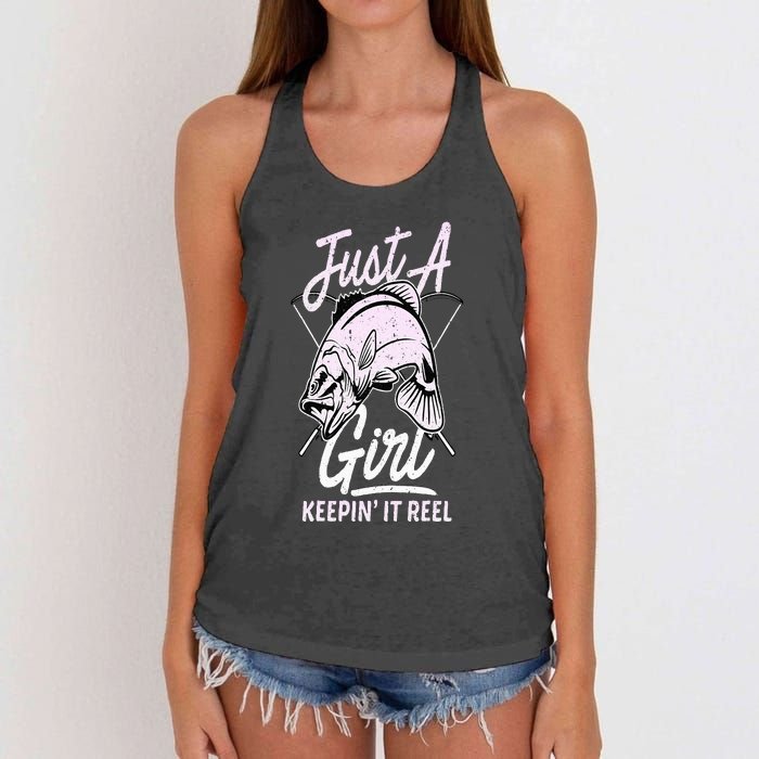 Cute Fishing Funny Keeping It Reel Wo Purple Pink Women's Knotted Racerback Tank