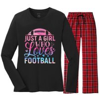 Cute Football For Just A Who Loves Football Women's Long Sleeve Flannel Pajama Set 