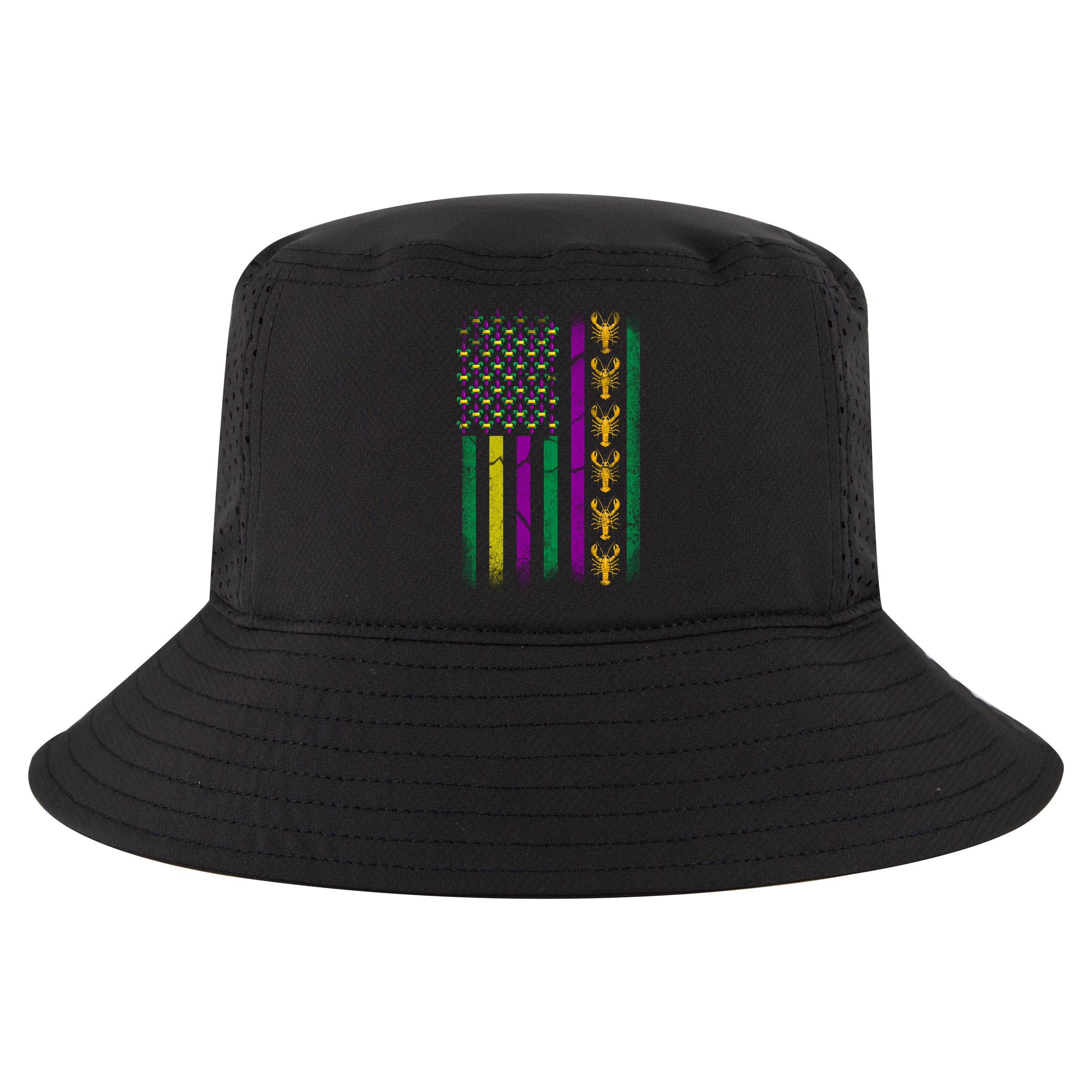 Crawfish Fleur-De-Lis Flag Mardi Gras  Cool Comfort Performance Bucket Hat