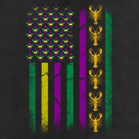 Crawfish Fleur-De-Lis Flag Mardi Gras  7 Panel Mesh Trucker Snapback Hat