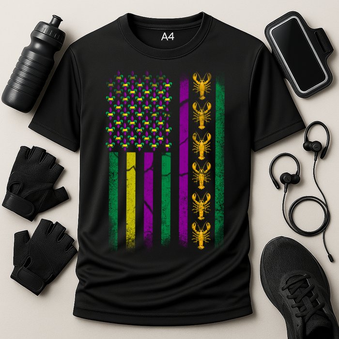 Crawfish Fleur-De-Lis Flag Mardi Gras  Cooling Performance Crew T-Shirt