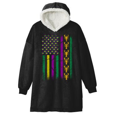 Crawfish Fleur-De-Lis Flag Mardi Gras  Hooded Wearable Blanket