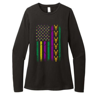 Crawfish Fleur-De-Lis Flag Mardi Gras  Womens CVC Long Sleeve Shirt