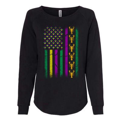 Crawfish Fleur-De-Lis Flag Mardi Gras  Womens California Wash Sweatshirt