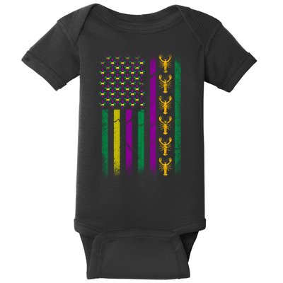 Crawfish Fleur-De-Lis Flag Mardi Gras  Baby Bodysuit