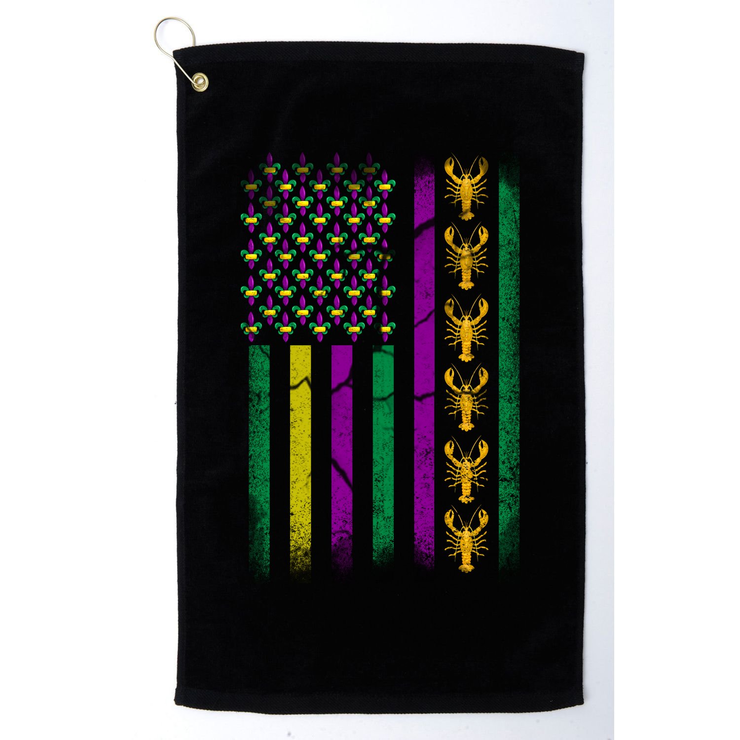 Crawfish Fleur-De-Lis Flag Mardi Gras  Golf Towel