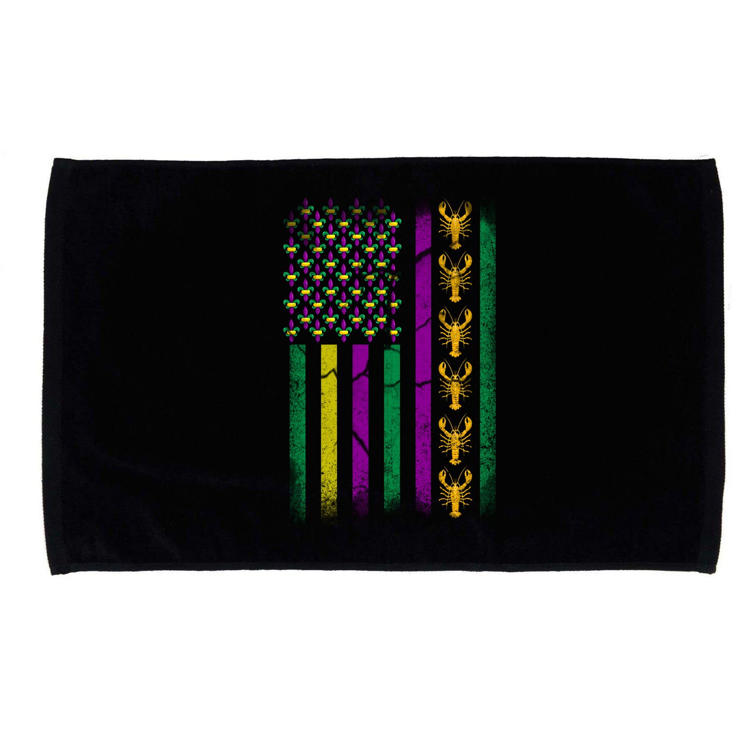 Crawfish Fleur-De-Lis Flag Mardi Gras  Microfiber Hand Towel