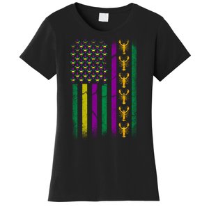 Crawfish Fleur-De-Lis Flag Mardi Gras  Women's T-Shirt