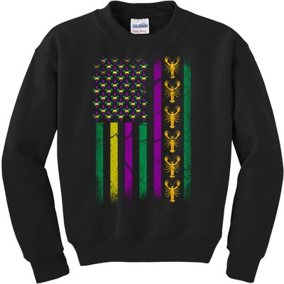 Crawfish Fleur-De-Lis Flag Mardi Gras  Kids Sweatshirt