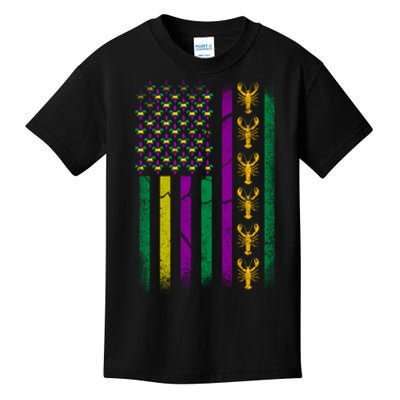 Crawfish Fleur-De-Lis Flag Mardi Gras  Kids T-Shirt