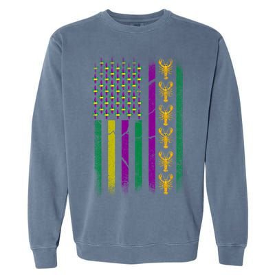 Crawfish Fleur-De-Lis Flag Mardi Gras  Garment-Dyed Sweatshirt