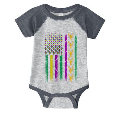 Crawfish Fleur-De-Lis Flag Mardi Gras  Infant Baby Jersey Bodysuit