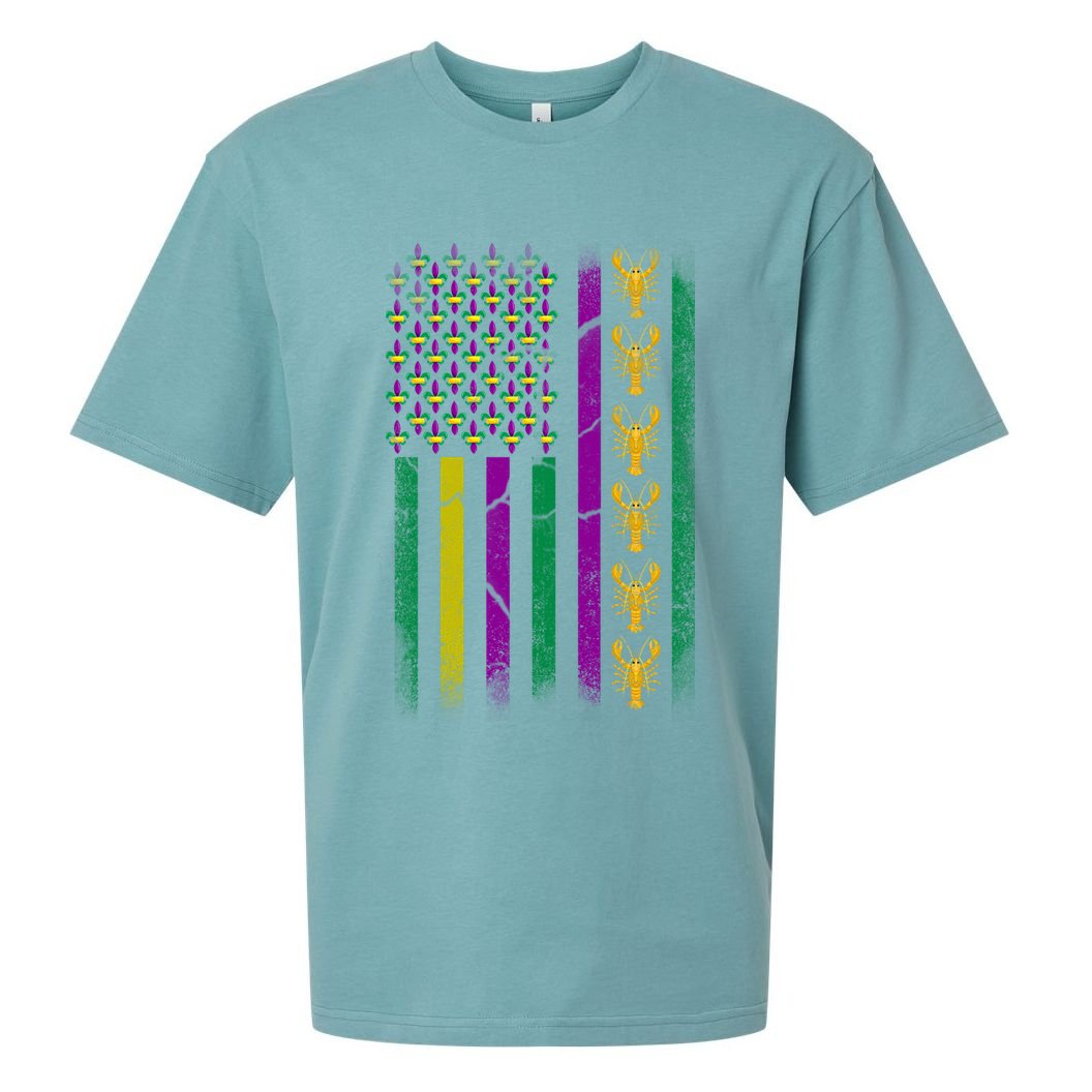 Crawfish Fleur-De-Lis Flag Mardi Gras  Sueded Cloud Jersey T-Shirt