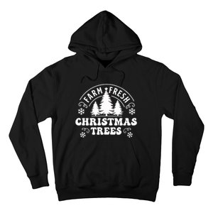 Christmas Farm Fresh Trees Retro Farmer Hoodie