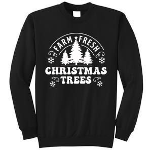 Christmas Farm Fresh Trees Retro Farmer Sweatshirt