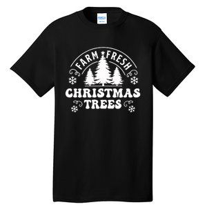 Christmas Farm Fresh Trees Retro Farmer Tall T-Shirt