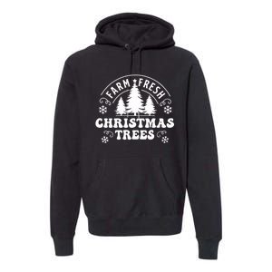 Christmas Farm Fresh Trees Retro Farmer Premium Hoodie