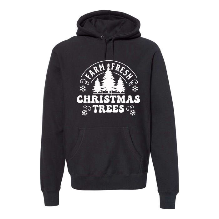 Christmas Farm Fresh Trees Retro Farmer Premium Hoodie