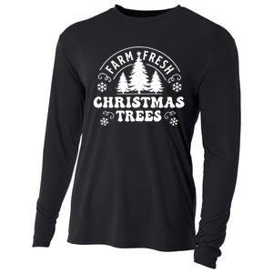 Christmas Farm Fresh Trees Retro Farmer Cooling Performance Long Sleeve Crew