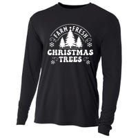 Christmas Farm Fresh Trees Retro Farmer Cooling Performance Long Sleeve Crew