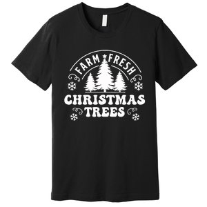 Christmas Farm Fresh Trees Retro Farmer Premium T-Shirt