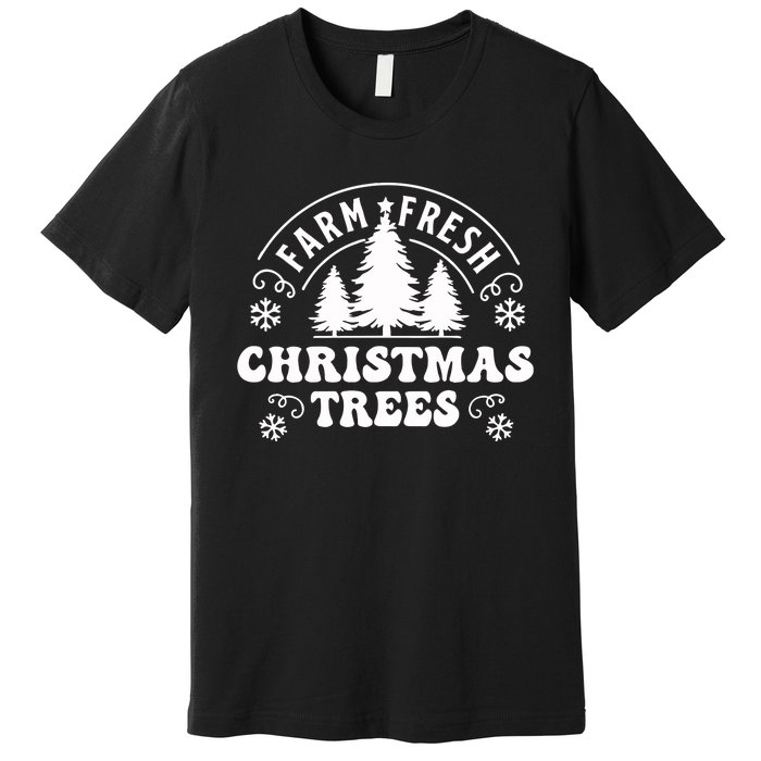 Christmas Farm Fresh Trees Retro Farmer Premium T-Shirt