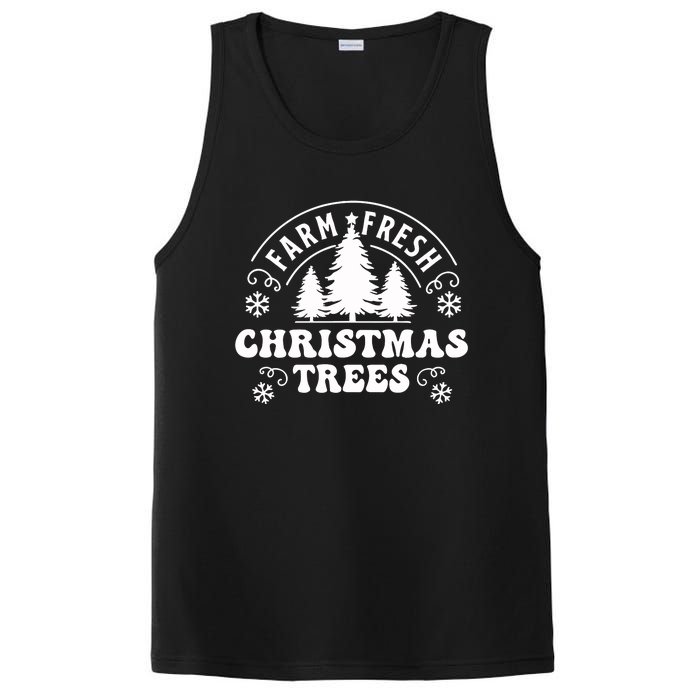 Christmas Farm Fresh Trees Retro Farmer PosiCharge Competitor Tank