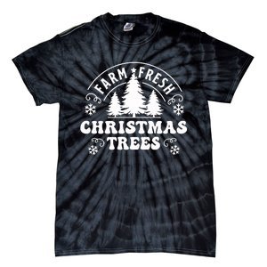 Christmas Farm Fresh Trees Retro Farmer Tie-Dye T-Shirt