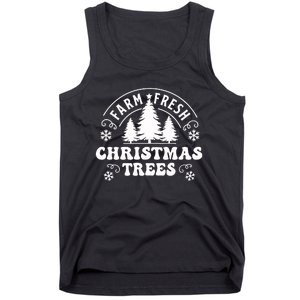 Christmas Farm Fresh Trees Retro Farmer Tank Top