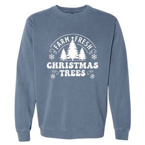 Christmas Farm Fresh Trees Retro Farmer Garment-Dyed Sweatshirt