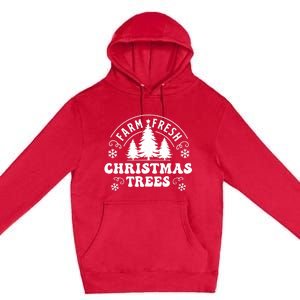 Christmas Farm Fresh Trees Retro Farmer Premium Pullover Hoodie