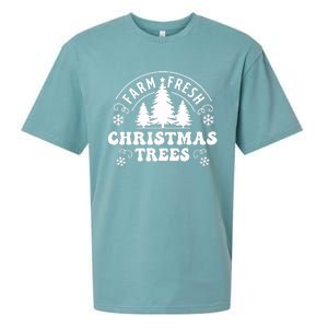 Christmas Farm Fresh Trees Retro Farmer Sueded Cloud Jersey T-Shirt