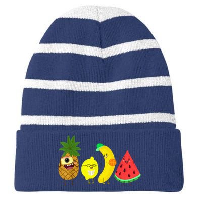 Cute Fruit Friends Family Summer Party Striped Beanie with Solid Band