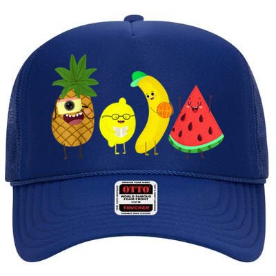 Cute Fruit Friends Family Summer Party High Crown Mesh Back Trucker Hat