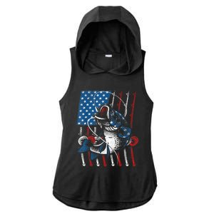 Cool Fishing For Wo American Flag USA Fish Lover Ladies PosiCharge Tri-Blend Wicking Draft Hoodie Tank