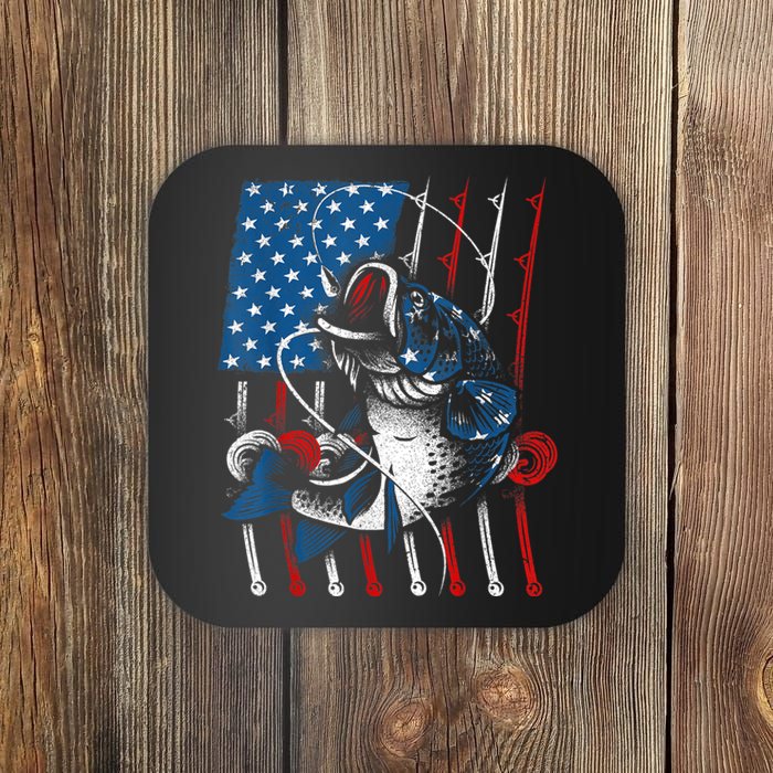 Cool Fishing For Wo American Flag USA Fish Lover Coaster