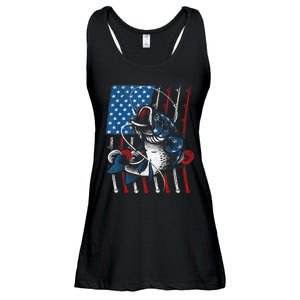 Cool Fishing For Wo American Flag USA Fish Lover Ladies Essential Flowy Tank