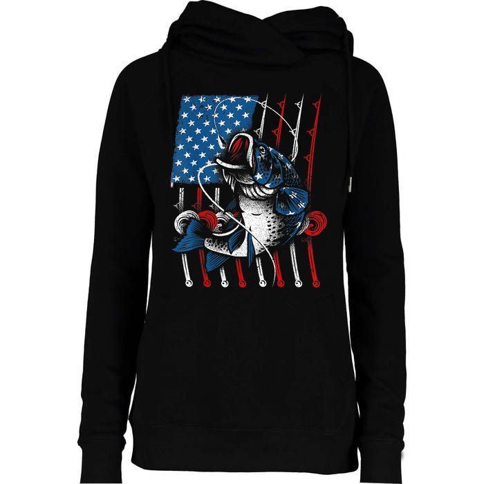 Cool Fishing For Wo American Flag USA Fish Lover Womens Funnel Neck Pullover Hood