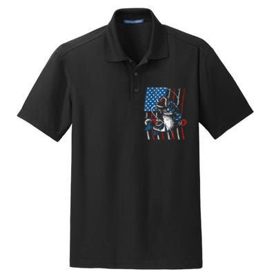 Cool Fishing For Wo American Flag USA Fish Lover Dry Zone Grid Polo