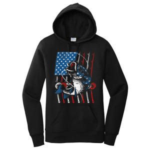 Cool Fishing For Wo American Flag USA Fish Lover Women's Pullover Hoodie