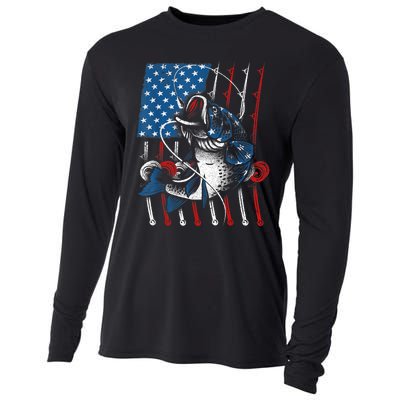 Cool Fishing For Wo American Flag USA Fish Lover Cooling Performance Long Sleeve Crew