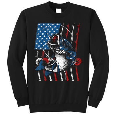 Cool Fishing For Wo American Flag USA Fish Lover Tall Sweatshirt