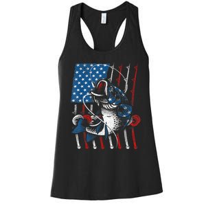 Cool Fishing For Wo American Flag USA Fish Lover Women's Racerback Tank