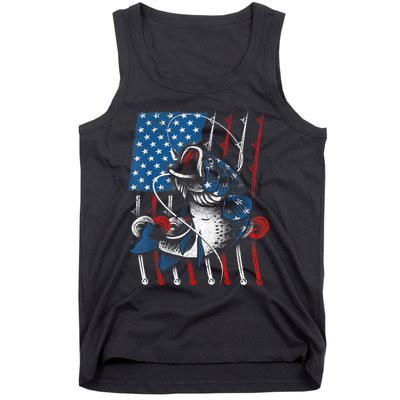 Cool Fishing For Wo American Flag USA Fish Lover Tank Top