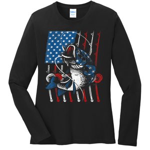 Cool Fishing For Wo American Flag USA Fish Lover Ladies Long Sleeve Shirt