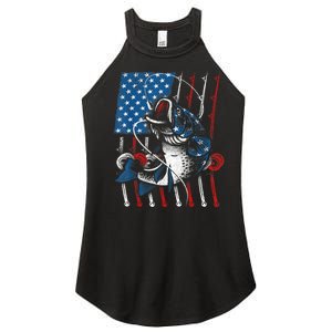 Cool Fishing For Wo American Flag USA Fish Lover Women's Perfect Tri Rocker Tank