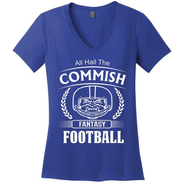 Commissioner Fantasy Football Funny Commish Women's V-Neck T-Shirt